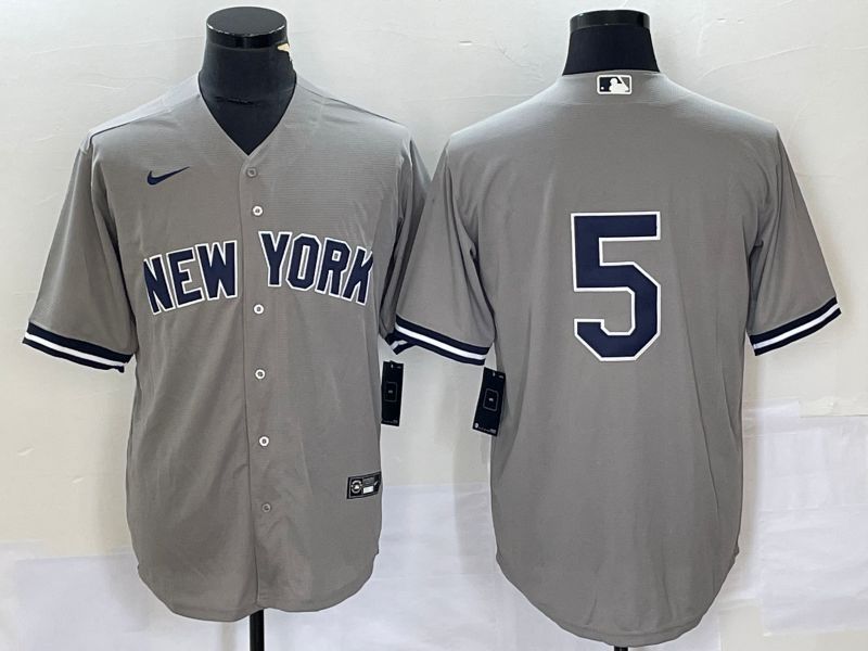 Men New York Yankees #5 No Name Grey Game Nike 2023 MLB Jersey